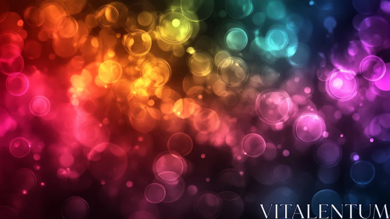 Colorful bokeh light circles in soft abstract gradient field.