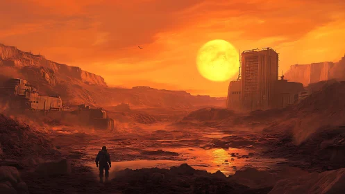 Solitary explorer crosses Martian canyon toward refinery