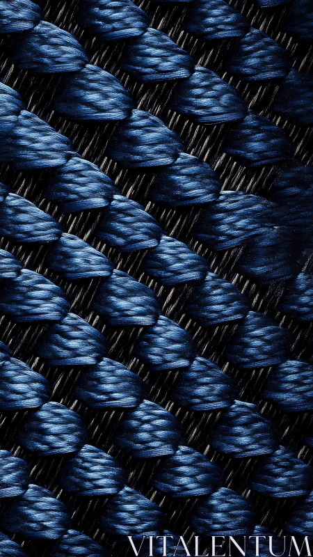Close macro of blue woven textile fiber pattern.
