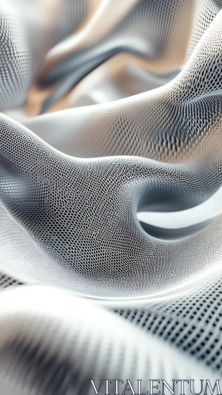 Parametric mesh fabric undulates in high-key abstract space