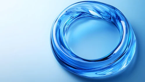 Abstract blue glass ring on gradient background, modern style.