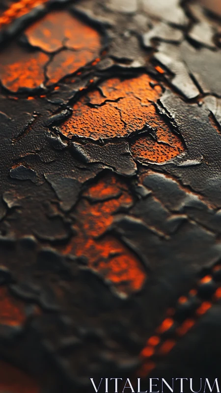 Macro study of cracked ember-like surface microtopography.