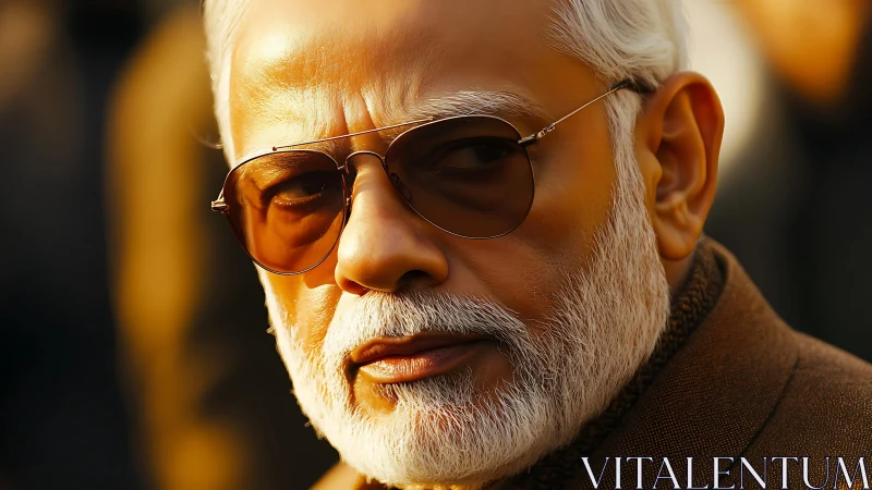 Close portrait of older man with sunglasses in warm light