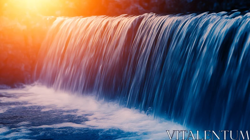 Long-exposure cascade with chromatic thermal light gradient.