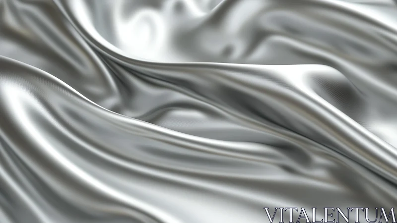 Smooth Silver Satin Fabric Waves, Soft Luxury Texture Close-Up.