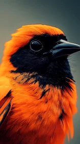 Vivid orange songbird portrait captures hyperreal feather detail