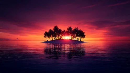 Tropical Paradise at Sunset: Island Dreams Unfold.
