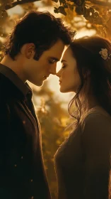 Golden Hour Romantic Profile Study: Backlit Couple Intimate Proximity