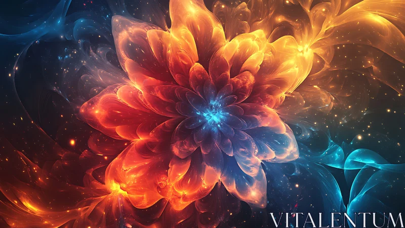 Cosmic fireflower erupting in radiant nebular petals.