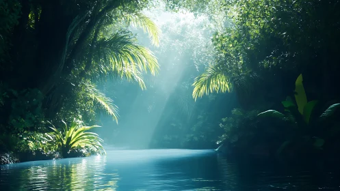 Luminous Jungle Cathedral Where Light Dances Through Emerald Sanctuary