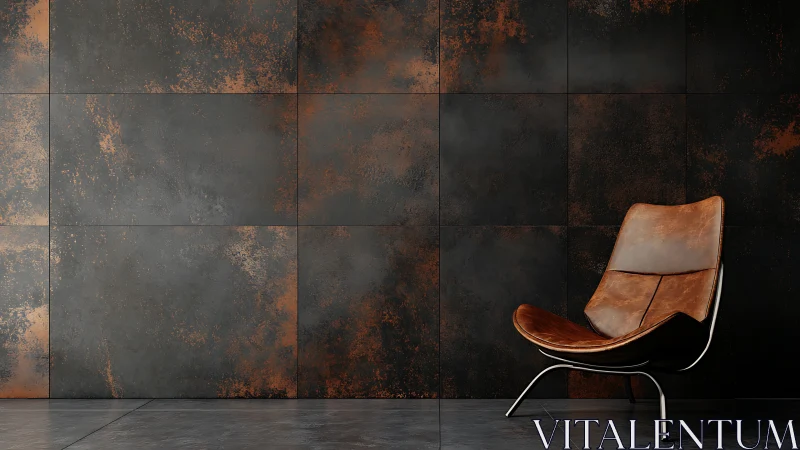 Cognac Leather Throne Contemplates Its Rust-Speckled Domain