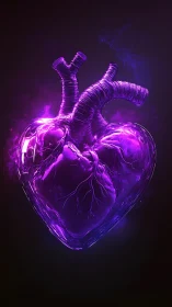 Neon-Illuminated Anatomical Heart with Volumetric Radiant Glow Effects