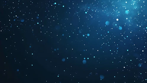 Deep blue cosmic dust field over starry gradient sky.