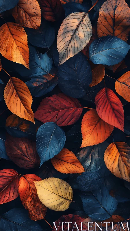 High-contrast autumn foliage with cool-warm tonal separation