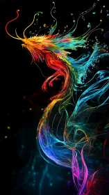 Nebula dragon pirouettes through ribbons of electric color