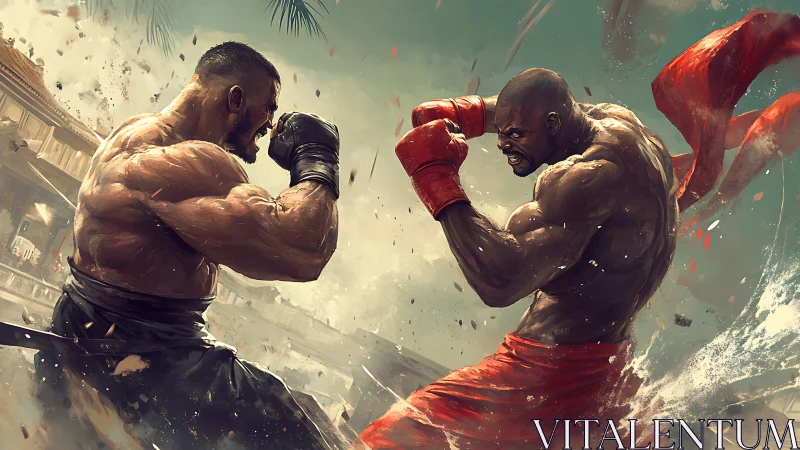 Two Boxers in Epic Combat Match with Explosive Energy