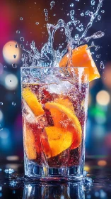 Citrus Splash Cocktail with Frozen Dynamics and Bokeh Ambiance.