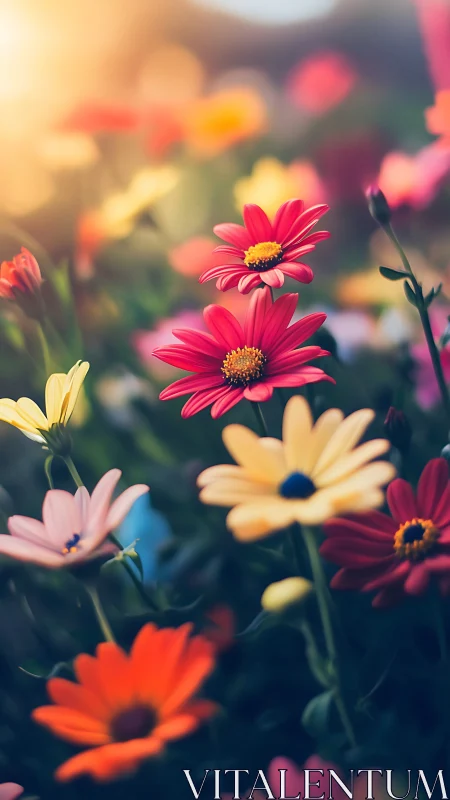 Vibrant Gerbera Daisies in Golden Garden Light.