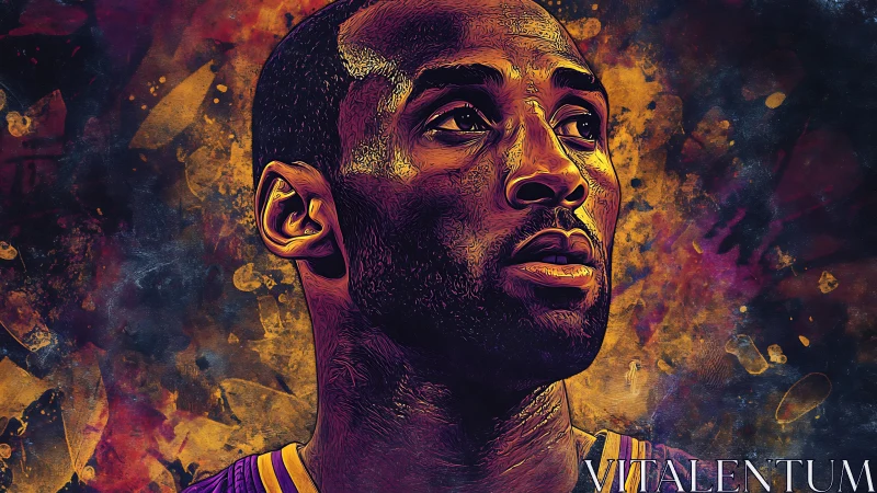 Basketball player portrait with textured abstract backdrop.