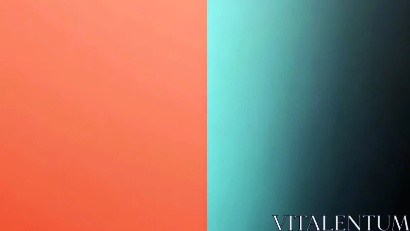 Two panel gradient split in coral and teal tones.
