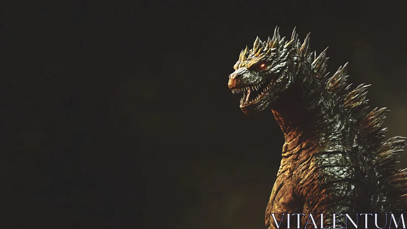 Digital side profile shows large spiked reptilian creature