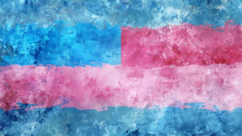 Textured chromatic study of horizontal cyan and magenta bands.