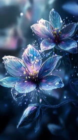 Iridescent Glass Flowers with Luminescent Particle Effects