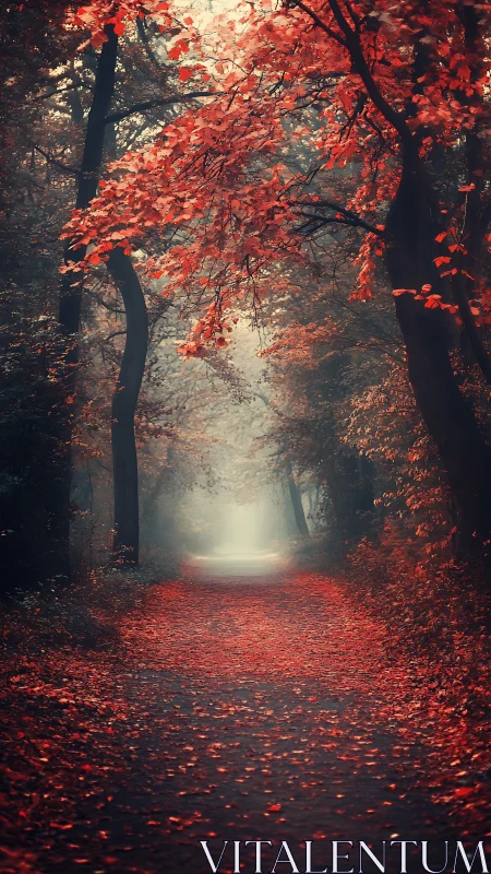Crimson Passage: Where Autumn's Embrace Glows Eternal