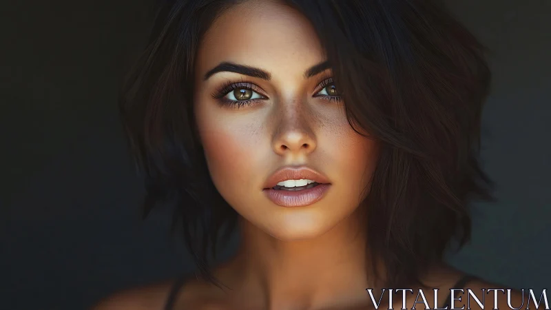 Photorealistic portrait with intense gaze and soft lighting.