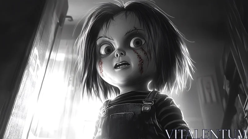 Tiny terror leans into the light with stitched-up defiance