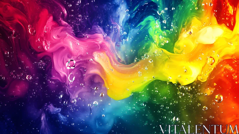 Liquid rainbow river swirling through crystal bubble constellations.