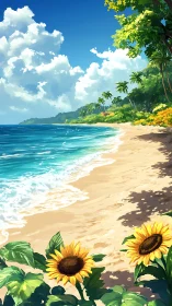 Tropical Paradise Awaits With Golden Sunflowers