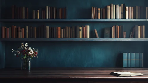 Midnight library hush lets open pages glow like quiet moons