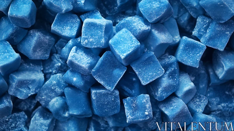 Blue crystalline cubes arranged in clustered formation.