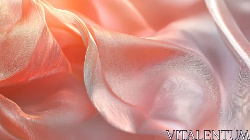 Macro study of translucent peach silk folds under soft backlight