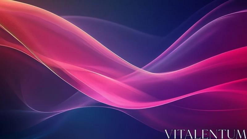 Glowing pink light waves drift gently across a deep blue space