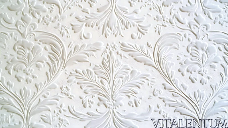 Ornate white floral relief decorates an elegant wall surface.