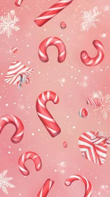 Candy cane pattern over soft pink festive background.