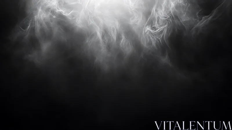 White vapor plumes swirl through deep black void.