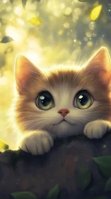 Luminous Whisker-Bearer Peers Through Golden Enchantment