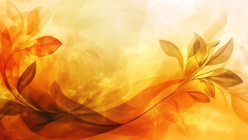 Glowing amber leaves drifting through abstract light.