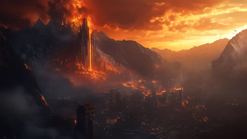 Breathtaking Volcanic City Ablaze.