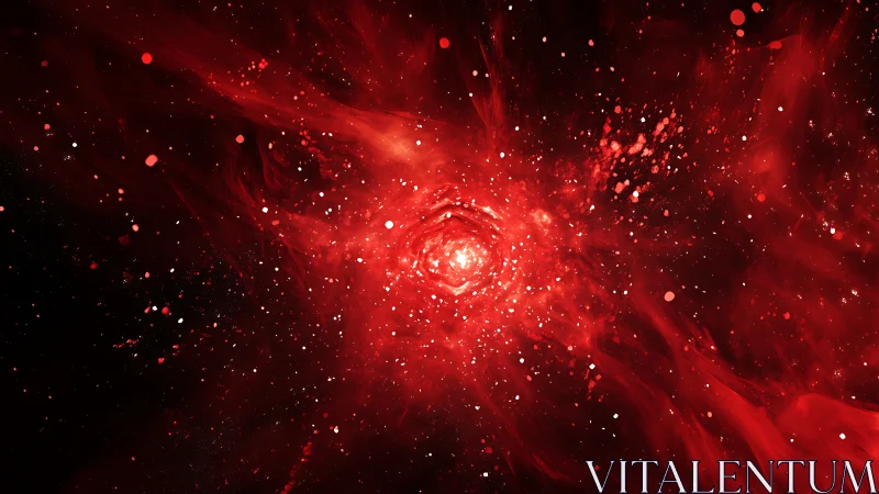 Stellar red nebula vortex rendered as luminous digital field