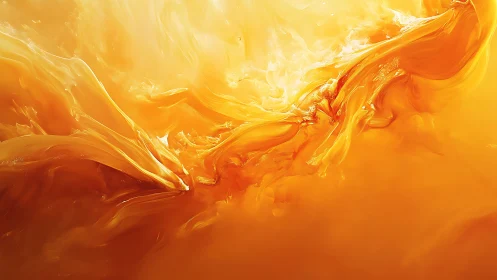 Molten golden currents swirl through luminous abstract space