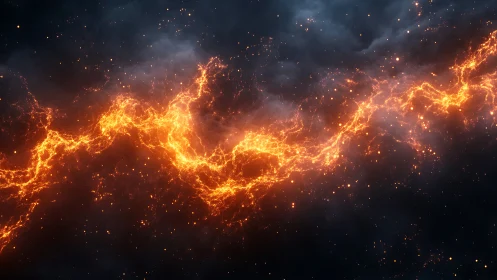 Plasma energy waves ignite dark space with glowing particles