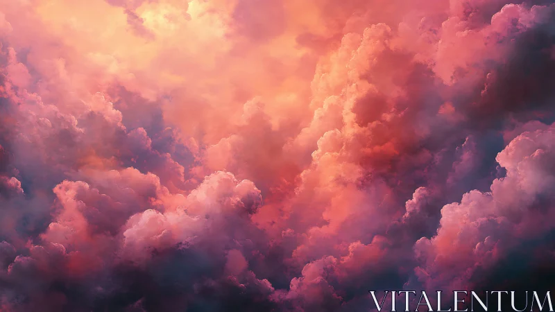 Dreamy sunset clouds glowing in soft pink and gold hues.