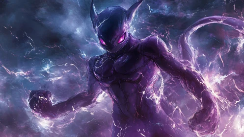 Psionic mutant entity in turbulent violet energy continuum.