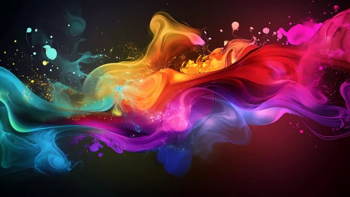 Vibrant digital paint waves swirling across dark canvas.
