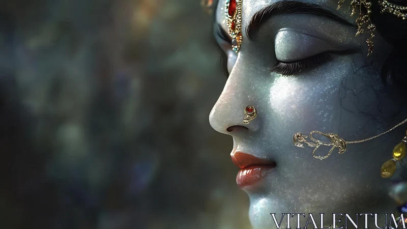 Moonlit deity exhales quiet galaxies through jeweled silence