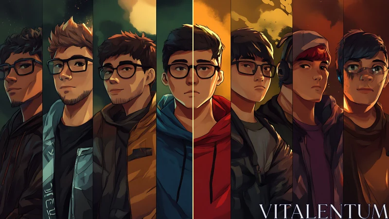 Parallel nightwalkers in split-screen neon portraits.